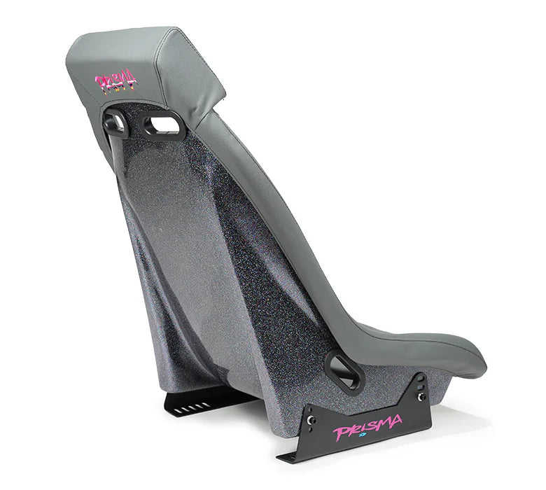 NRG GT Retro Bucket Seat -Gunmetal PVC Leather Gunmetal Stitching Multicolor Fiberglass Back Glitter