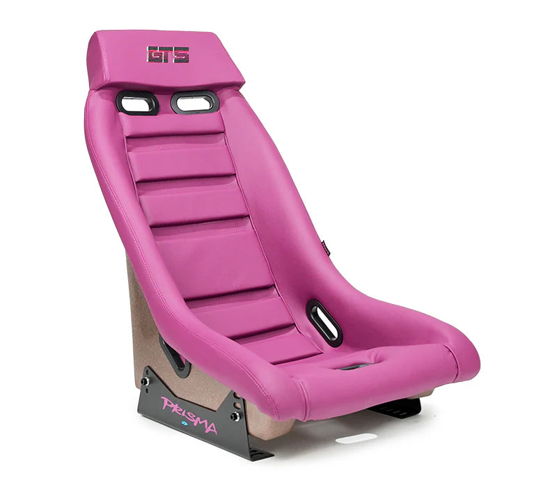 NRG GT Retro Bucket Seat - Wine PVC Leather Wine Stitching Rose Gold Fiberglass Back w/ Glitter
