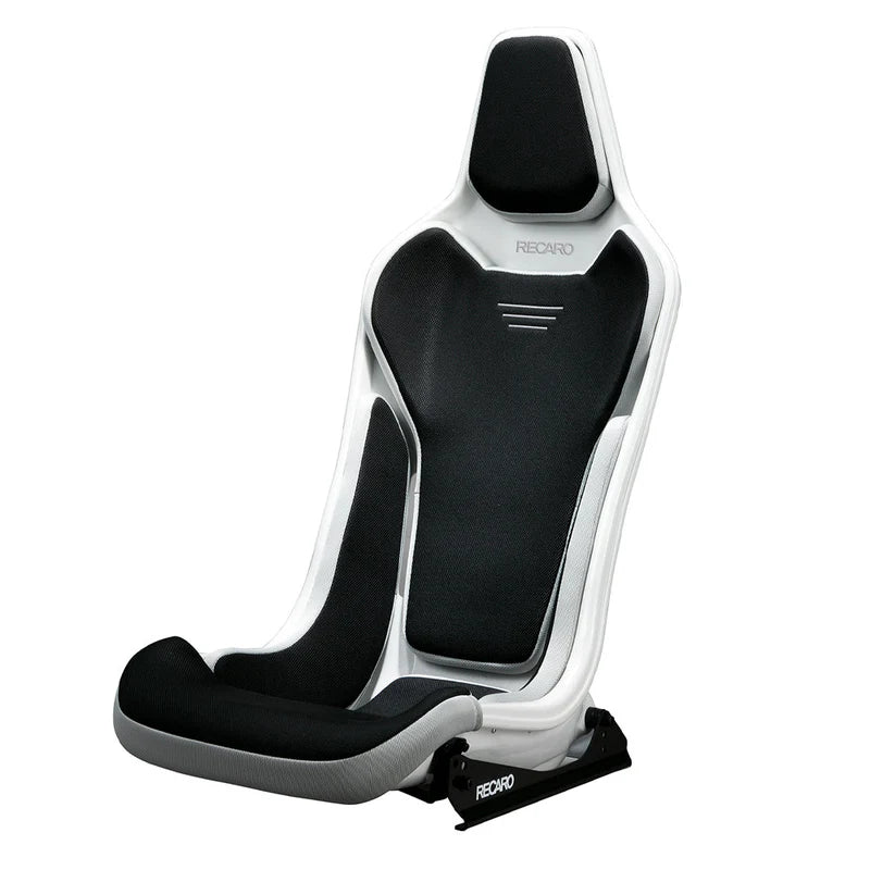 Black and white car seat with 'Recaro' branding on a white background