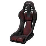 Black and red racing seat with 'Recaro' branding on a white background