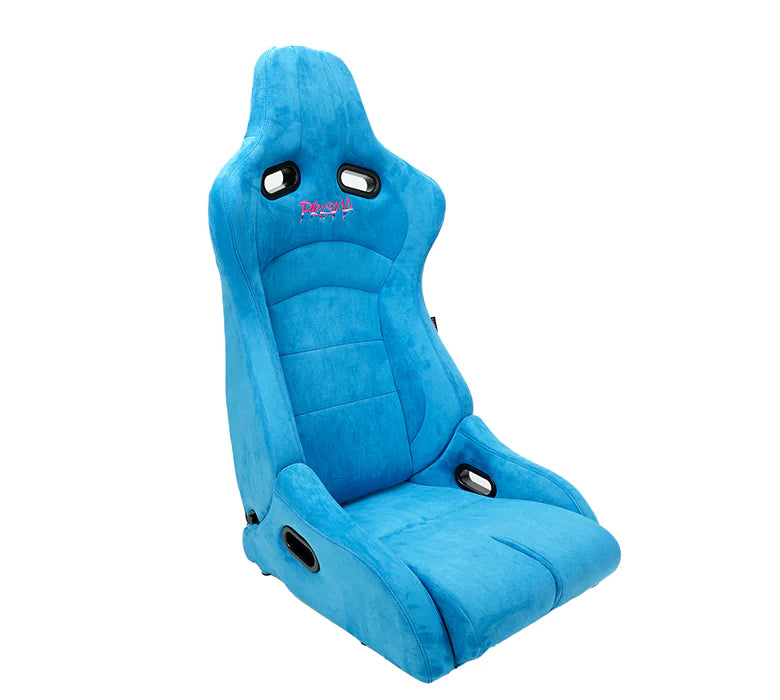 NRG Prisma Lab reclining bucket seat in satin or microfiber finish Blue suede
