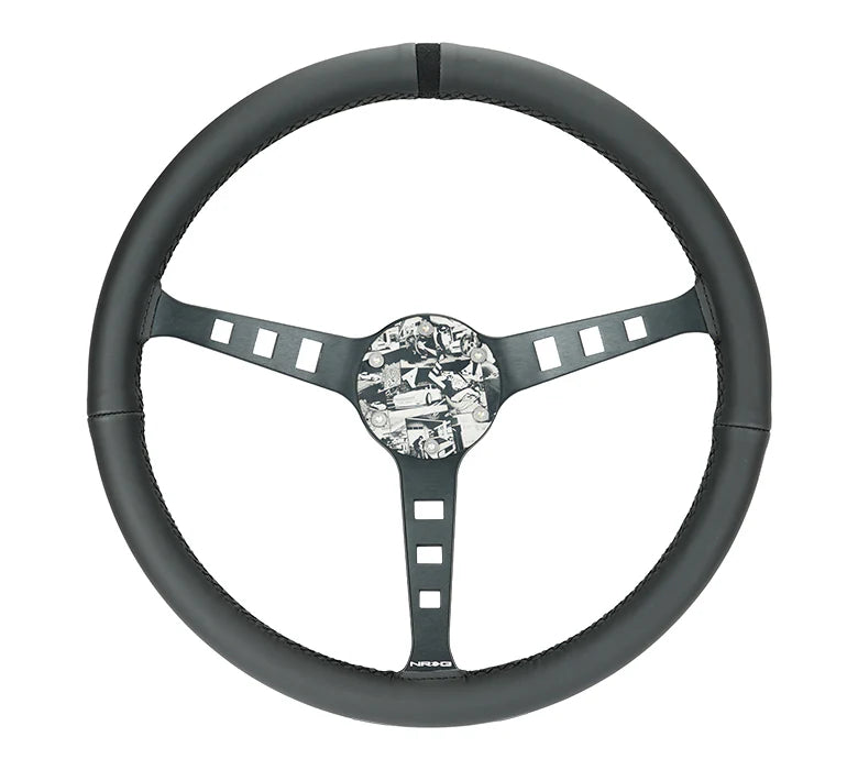 NRG Reinforced Steering Wheel - Fuguz x NRG 1.5in Deep 5mm Spoke 380mm Sport Steering Wheel - Blk