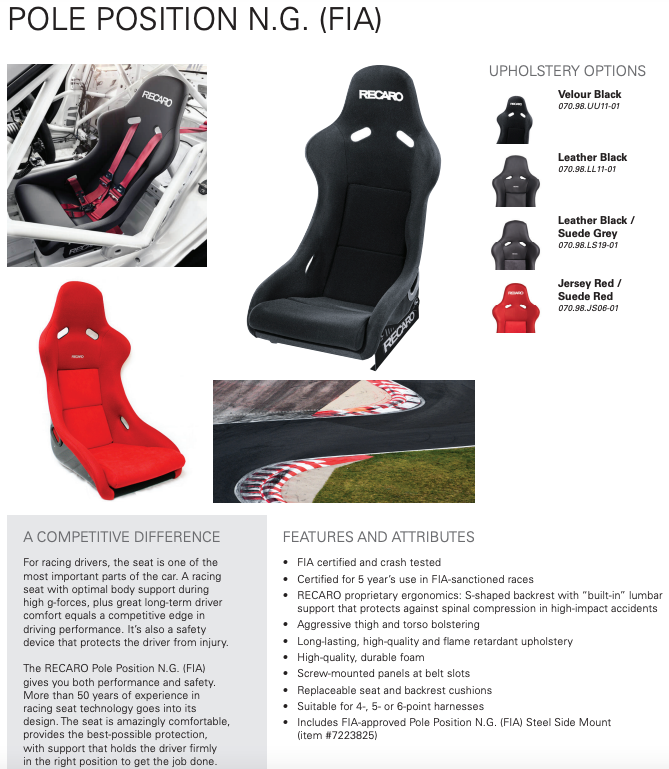 Recaro Cushion Insert for Pole Position - Suede