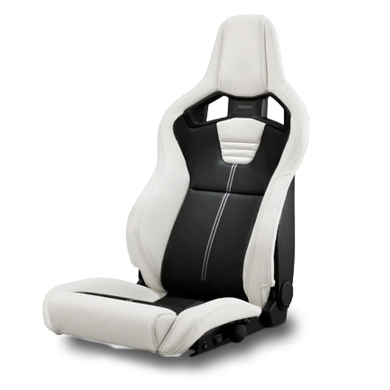 Black and white recaro car seat on a white background