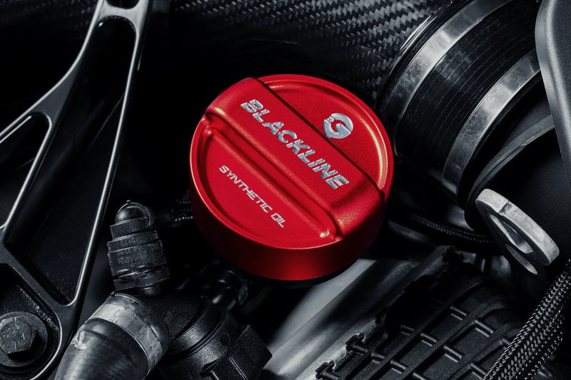 BMW 2017+ S63/s68 Engine Blackline Performance Edition Red Cap Set (Oil Cap / Coolant Caps)