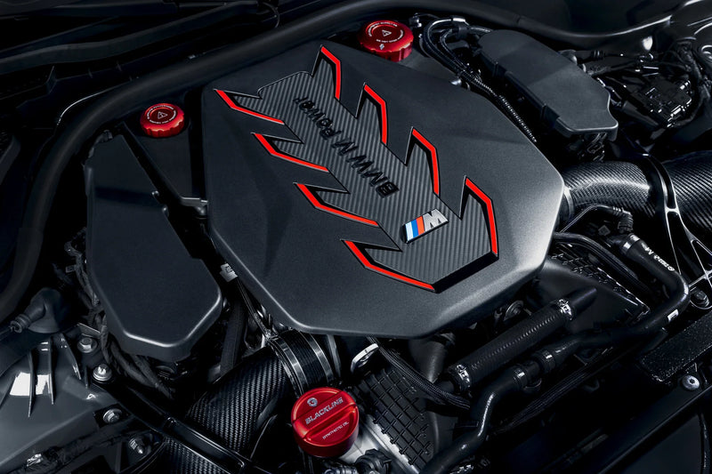 BMW 2017+ S63/s68 Engine Blackline Performance Edition Red Cap Set (Oil Cap / Coolant Caps)