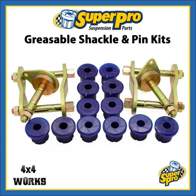 SuperPro 07+ Toyota Land Cruiser Greaseable Leaf Spring and Shackle Bushing Kit- (Rear)