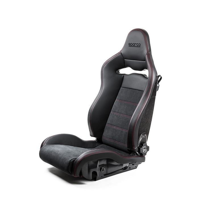 Sparco Seat SPX Special Edition Black/Red w/ Gloss Carbon Shell - Right