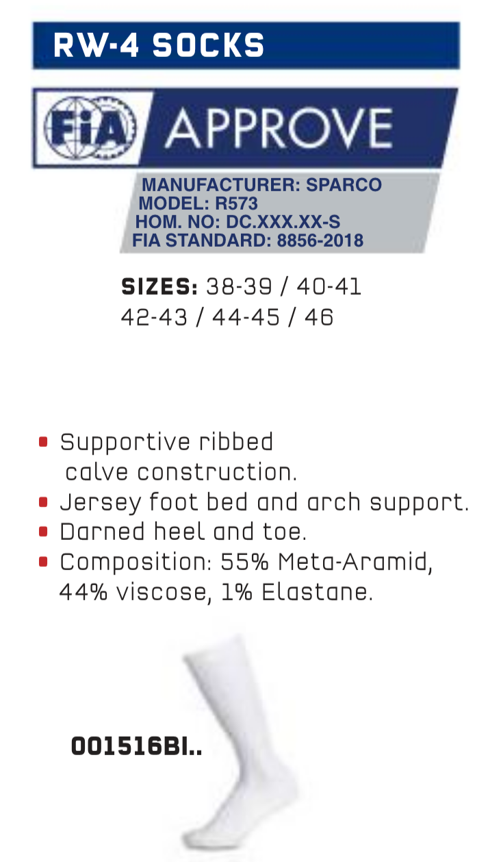 Sparco Sock RW4 46 White