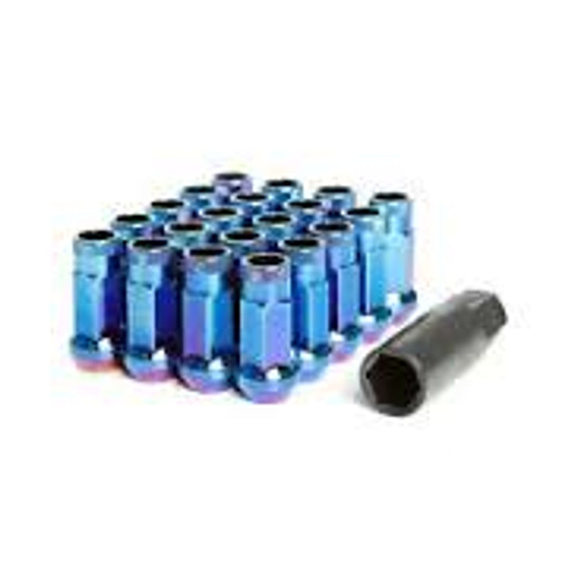 Wheel Mate Muteki SR48 Open End Lug Nuts - Burning Blue Neon 12x1.25 48mm