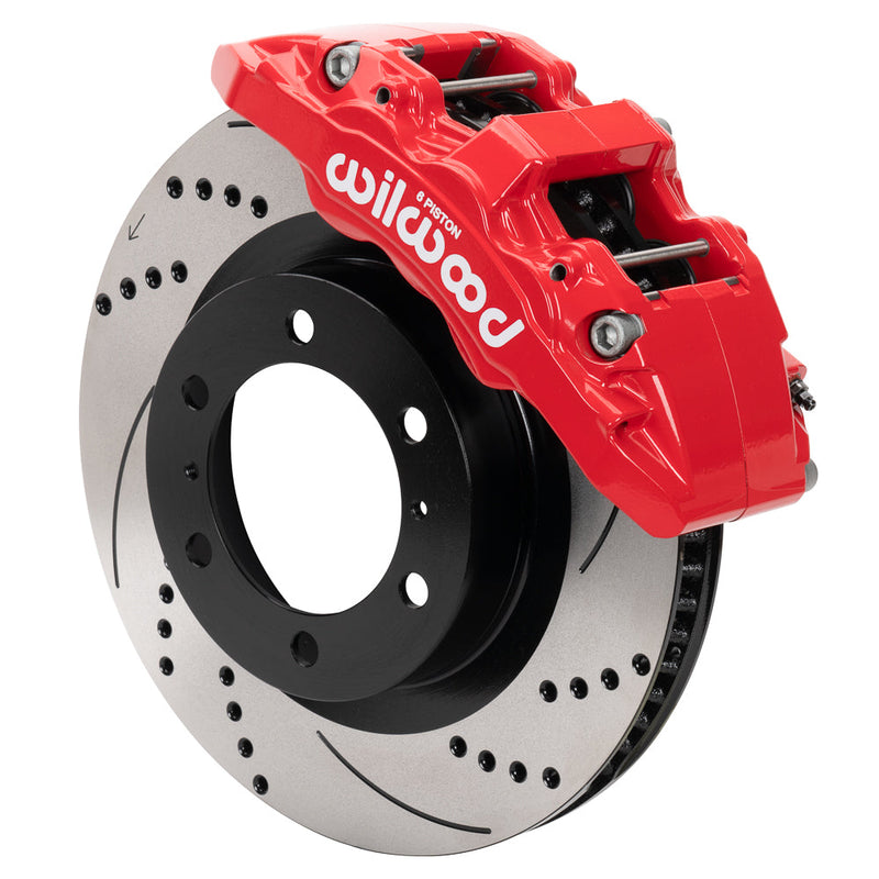 Wilwood 15-21 Toyota Tacoma Aero6-DM Front Brake Kit 13.31 Rotor - Red w/Lines