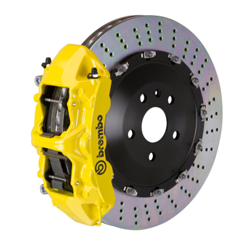 Brembo 17-23 540i Front GT BBK 6 Piston Cast 405x34 2pc Rotor Drilled-Fluo. Yellow