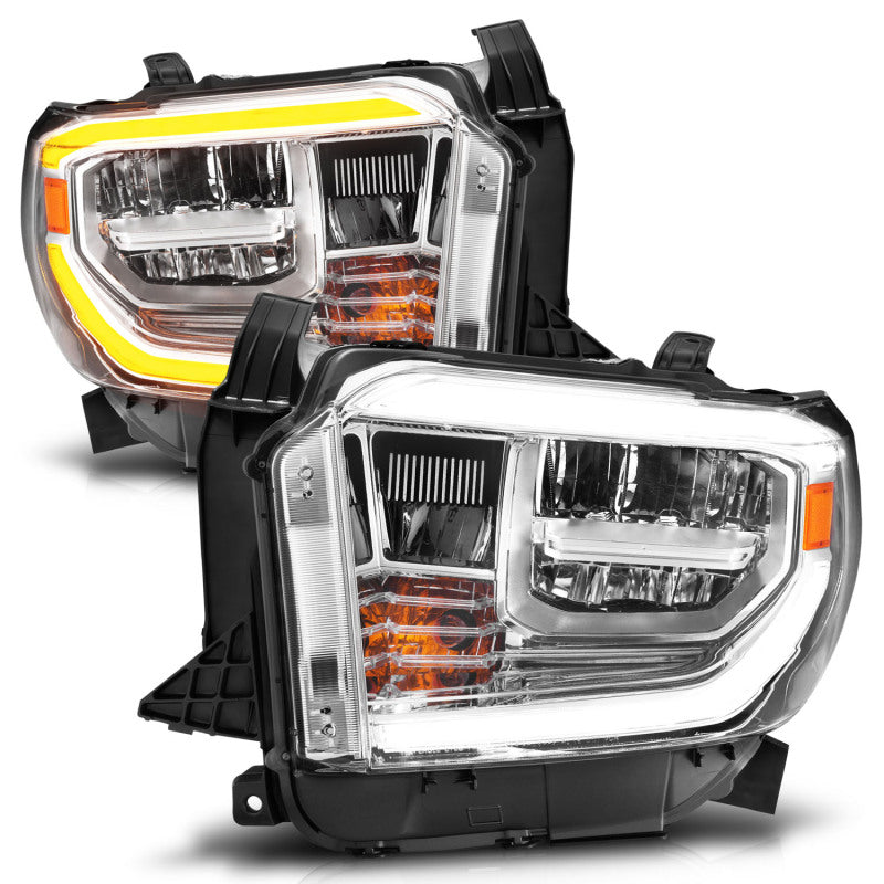 ANZO 2014-2017 Toyota Tundra LED Crystal Headlights w/ Switchback Chrome Housing w/ DRL