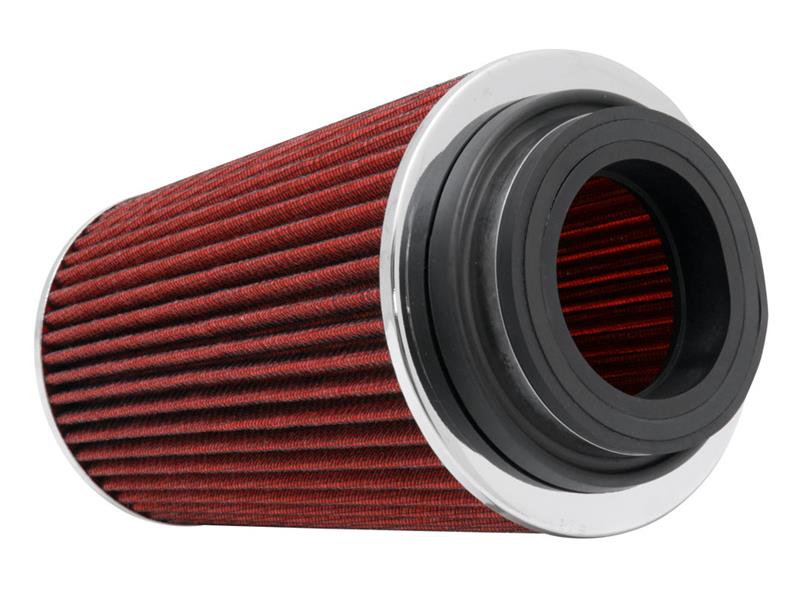 K&N Universal Air Filter Chrome Round Tapered Red -4in Flange ID x 1.125in Flange Length x 5.5in H