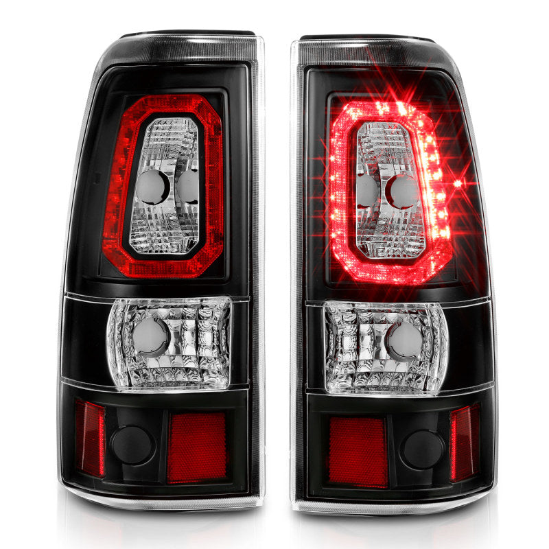 ANZO 2003-2006 Chevy Silverado 1500 LED Taillights Plank Style Black w/Clear Lens