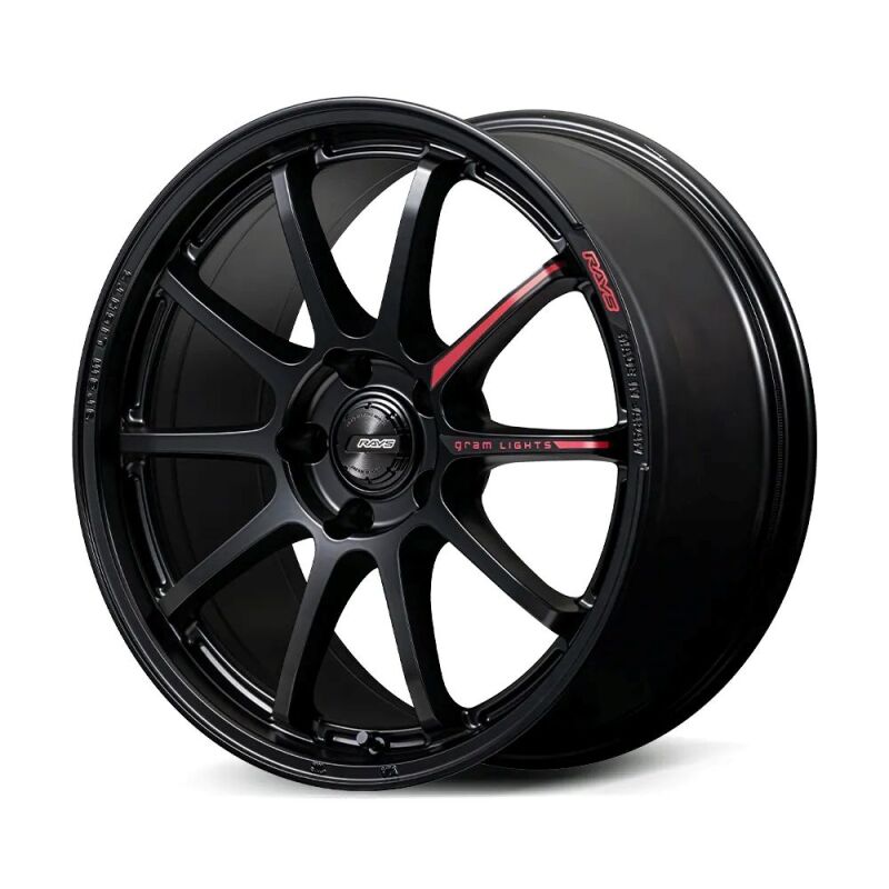 Gram Lights 57NR LIMITED II 18x8.5 +45 5-114.3 Semigloss Black Wheel w/ Black Cap/Stickers/Air Valve
