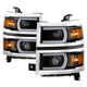 xTune Chevy Silverado 1500 14-15 Projector Headlights Light Bar DRL Black PRO-JH-CS14-LBDRL-BK