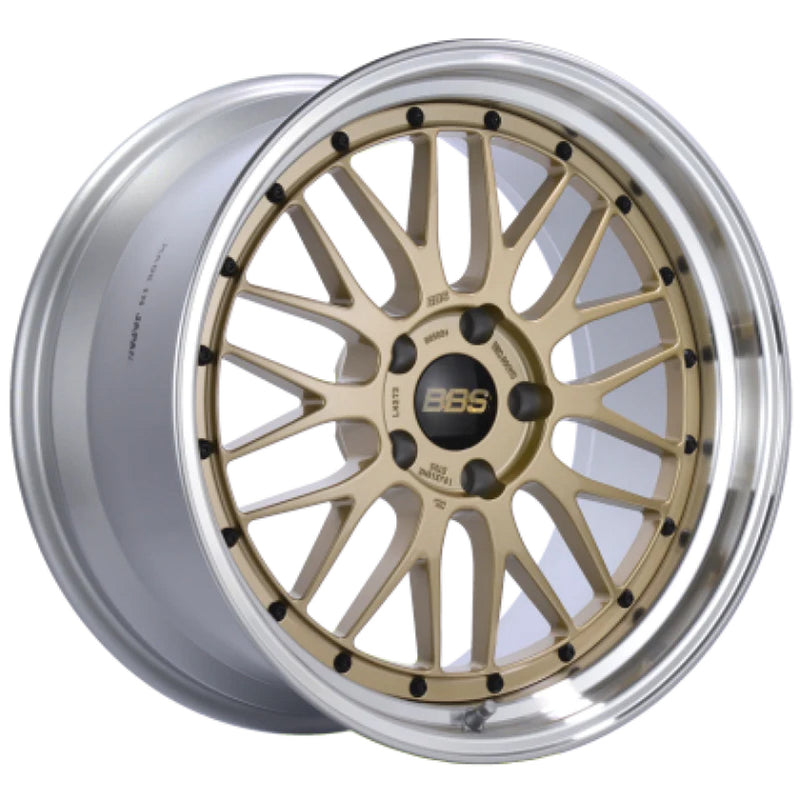 BBS LM 18x8 5x114.3 ET40 Gold Center Diamond Cut Lip Wheel - 82mm PFS/Clip Required