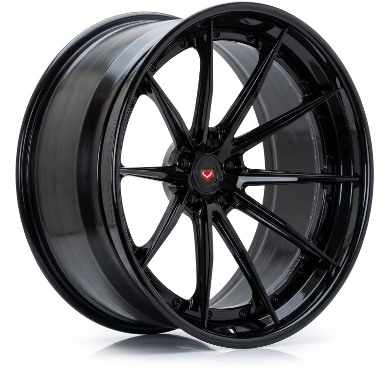 Vossen VPS-1 3pc 24x12.5/5x114/67/OEM Nut-Gloss Black Cntr/Gloss Black Lip Wheel-(Purosangue-Rear)