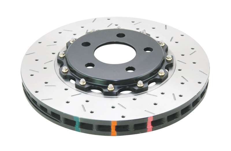 DBA 05-10 Ford Mustang GT / 11-13 V6 Front Drilled & Slotted 5000 Series 2 Piece Rotor w/ Black Hat