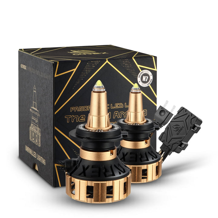 AlphaRex Gold Ammo Panoramic LED Light Bulbs - H11