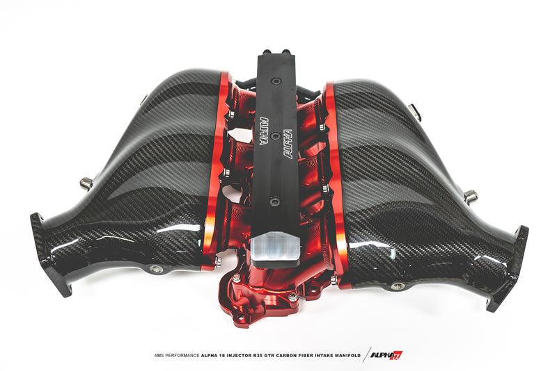 AMS Performance Nissan GT-R Alpha Carbon Fiber/Billet Intake Manifold w/Secondary Fuel Rail - Blue