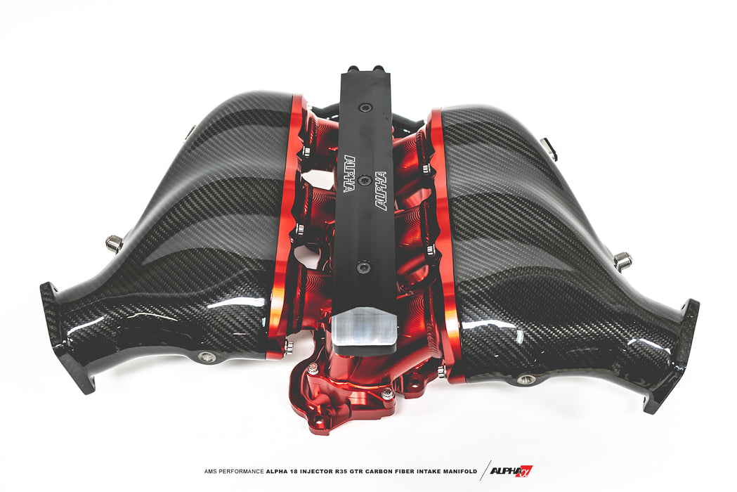 AMS Performance Nissan GT-R Alpha Carbon Fiber/Billet Intake Manifold w/Secondary Fuel Rail - Blue
