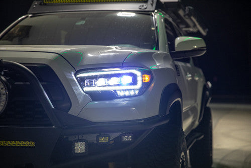 AlphaRex 14-22 Toyota 4Runner LUXX-Series LED Proj Headlights Jet Blk w/Actv Light & Seq. Sig + DRL