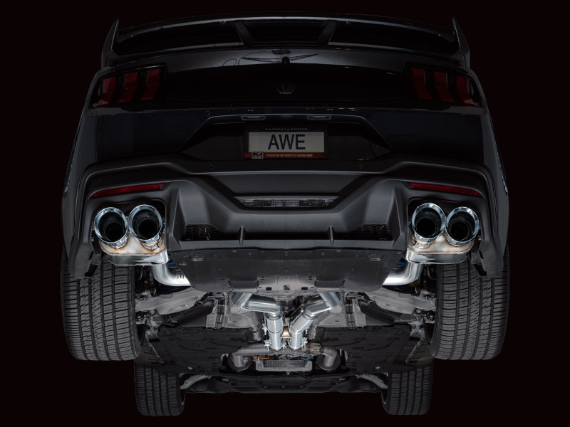 AWE 2024 Ford Mustang Dark Horse S650 RWD SwitchPath Catback Exhaust w/ Quad Chrome Silver Tips