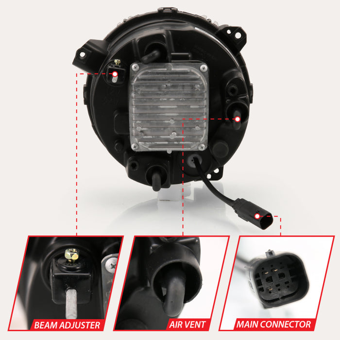 ANZO 2018-2019 Jeep Wrangler Full Led Projector Headlights Black