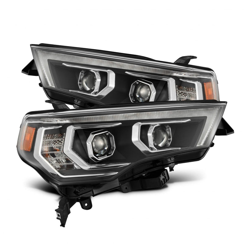 AlphaRex 14-22 Toyota 4Runner LUXX-Series LED Proj Headlights Jet Blk w/Actv Light & Seq. Sig + DRL