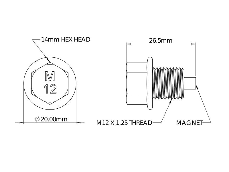 aFe POWER Magnetic Drain Plug M12 x 1.25 - Universal