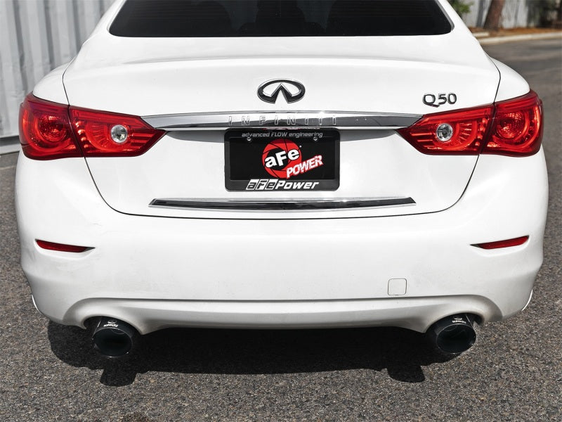 aFe Takeda 2.5in 304 SS Axle-Back Exhaust w/ Black Tips 16-18 Infiniti Q50 V6-3.0L (tt)