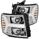 AlphaRex 07-13 Chevy 1500 LUXX LED Proj Headlights Plank Design Chrome w/ Activ Light/Seq Signal/DRL