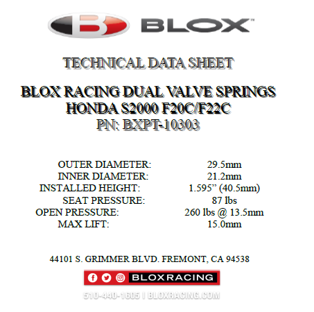 BLOX Racing Valve Springs for F20C/F22C (2.0L-2.2L DOHC VTEC)