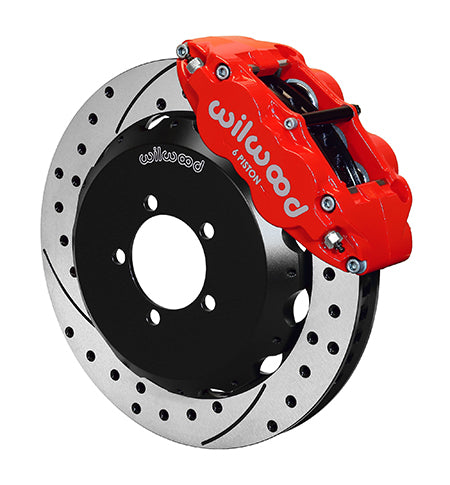 Wilwood 84-87 Porsche 911 Base Superlite 4R Front Brake Kit w/ Red Caliper Drilled & Slotted Rotor