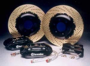Brembo 74-89 Porsche 911S/SC/Carrera Rear BBK 4-Piston 2pc 345x28 2pc Slotted Rotor Type 3 - Red