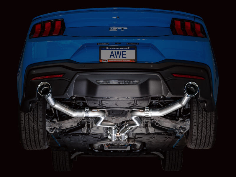 AWE 2024 Ford Mustang GT Fastback S650 RWD Track Edition Catback Exhaust w/ Dual Chrome Silver Tips