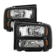 xTune Ford F250 F350 F450 Superduty Excursion 99-04 Headlights Black HD-JH-FF25099-HA-BK