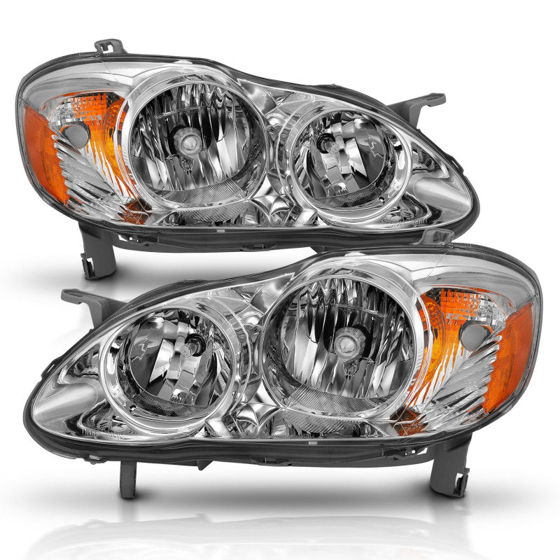 ANZO 2005-2008 Toyota Corolla Crystal Headlight Chrome Amber