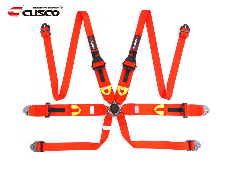 Cusco Universal 6 Point 3in Shoulder 3in Lap (HANS) w/Eyebolts (7/16-20UNF) FIA Racing Harness- Red