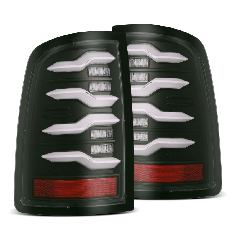 AlphaRex 09-18 Dodge Ram Luxx-Series LED Tail Lights Black w/ Activation Light & Sequential Signal