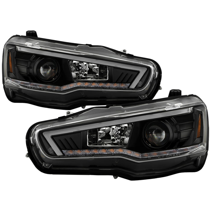 Spyder 08-17 Mitsubishi Lancer EVO 10 Projector Headlights - Black (PRO-YD-ML08V2HIDSI-SEQ-BK)