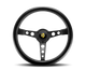 Momo Prototipo Steering Wheel 350 mm - Black Leather/Wht Stitch/Black Spokes