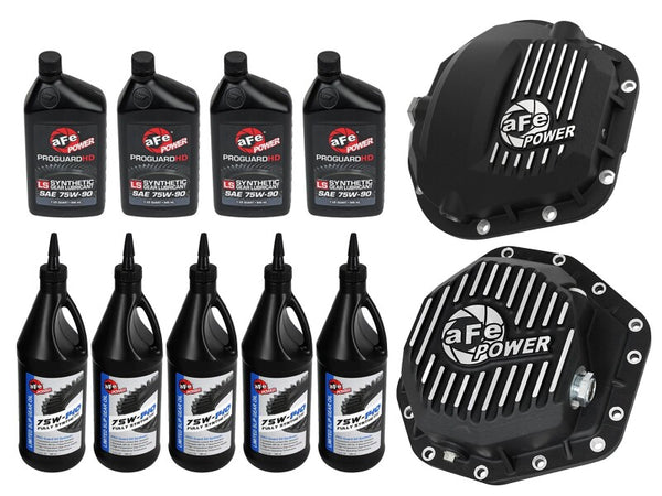 aFe Power Front/Rear Diff Cover Kit w/ Oil 17-22 Ford Diesel V8 (Dana Super 60 & Dana M275-14)