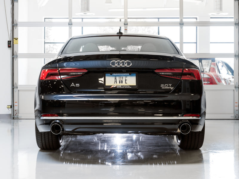 AWE Tuning Audi B9 A5 Track Edition Exhaust Dual Outlet - Chrome Silver Tips (Includes DP)