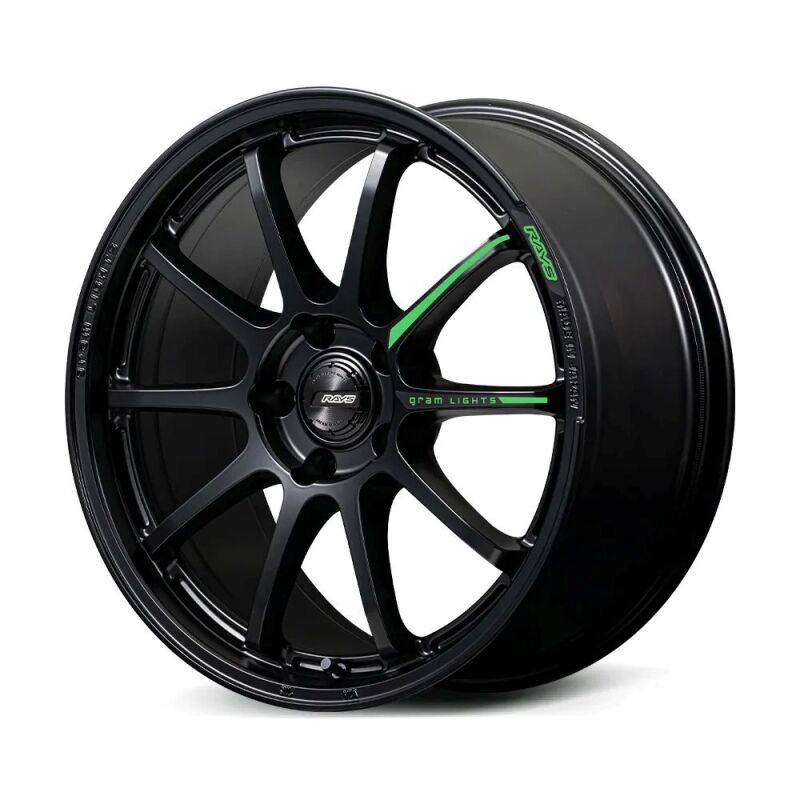 Gram Lights 57NR LIMITED II 18x8.5 +38 5-100 Semigloss Black Wheel w/ Black Cap/Stickers/Air Valve
