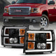 ANZO 2007-2013 GMC Sierra 1500 Projector Headlight Plank Style Black w/ Clear Lens Amber