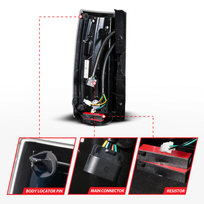 Anzo 07-14 Chevrolet Suburban / 07-14 GMC Yukon Black Full LED Tail Light Plank Style w/ Smoke Lens