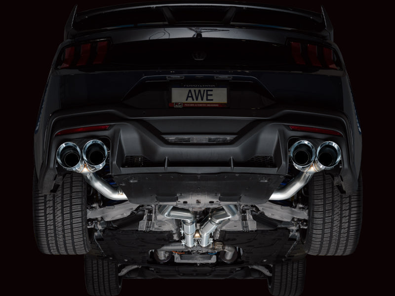 AWE 2024 Ford Mustang Dark Horse S650 RWD Track Edition Catback Exhaust w/ Quad Chrome Silver Tips